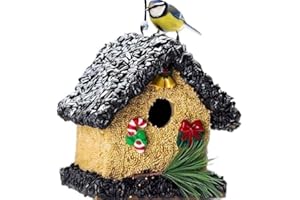 CEDAR ALPHA 2026 Edible House Birdseed, Wood Bird Houses Covered with Wild Birdfood, Squirrel Proof Bird Feeders for Outside Hanging