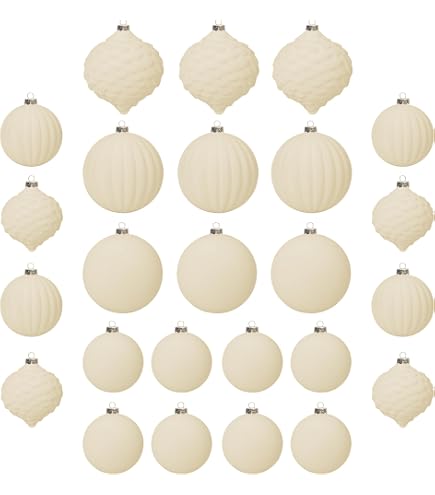 Lot De 35 Boules De Noël En Velours - Décorations Floquées Incassables Pour Sapin, Couleurs Mélangées, Différentes Tailles
