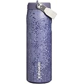 STANLEY IceFlow Flip Straw 2.0 Bottle, 24 oz, Purple Umbra Pixel | Easy Carry Handle | Twist On Lid and Flip Up Straw | Lightweight Water Bottle | Insulated Stainless Steel | BPA-Free