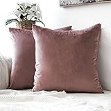 MIULEE Pack of 2 Velvet Pillow Covers Decorative Square Pillowcase Soft Solid Cushion Case for Spring Sofa Bedroom Car 24x24 Inch 60x60 cm Jam