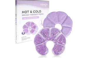 NEWGO Breast Ice Pack 2 Pack Gel Ice Pack for Breast Surgery, Reusable Nursing Ice Pack Hot or Cold Therapy Breast Pad for Breastfeeding, Engorgement Relief (Purple)