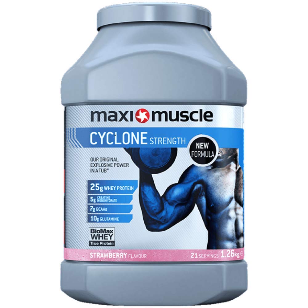 Maximuscle Cyclone Whey Protein Powder with Creatine, Strawberry, 1.26