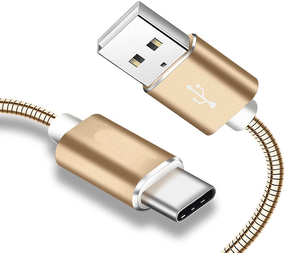 HOISAN USB C Cable 3ft Metal USB Type-C Charging Lead Fast Charge & Data Sync for Samsung Galaxy S9/S8+, Note 8, Sony Xperia XZ, Google Pixel, HTC 10/U11, OnePlus 5T, Huawei - Gold