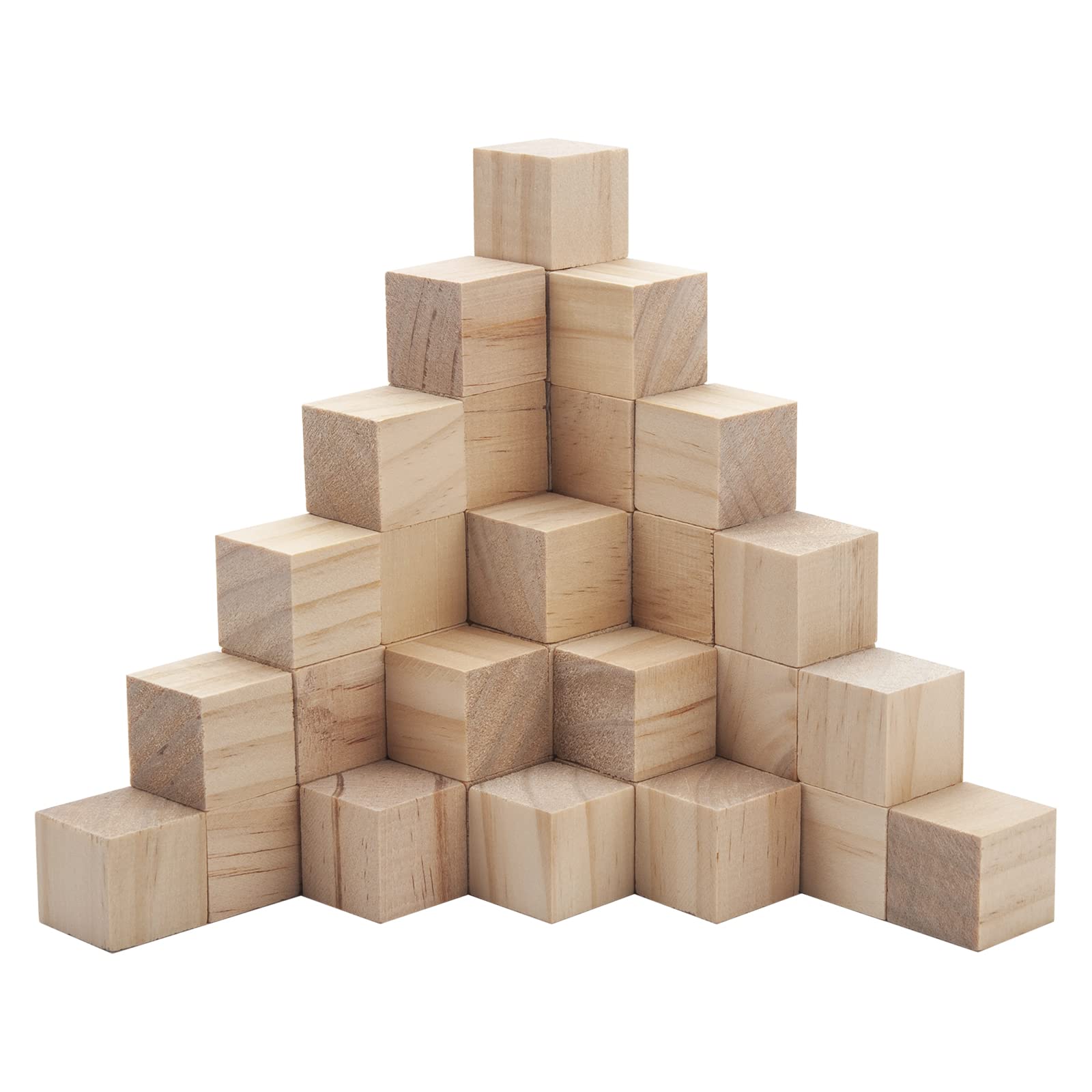 Unfinished Wooden Blocks for Crafts 1 inch, 50PCS Blank Wood Blocks for Crafting, Natural Wood Cubes Solid Wooden Square Blocks for Baby Shower, Kids DIY Projects, Puzzle Making, Letters, Stamps