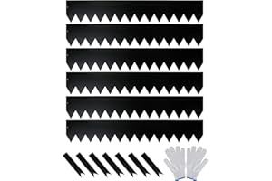 Worth Garden 6-Pack Galvanized Steel Landscape Edging w/Black Powder Coating - 40" L x 6.5" H Strips - Hammer-in 16-Gauge Metal Edging Border w/ 7 Clips & Gloves - Edge for Lawn Yard (20Ft Total)