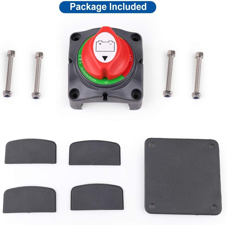 1-2-Both-Off Battery Switch, 12V 24V 48V Battery Disconnect Master Cutoff Switch for Marine Boat Car RV ATV UTV Vehicle, Waterproof Heavy Duty Battery Isolator Switch, 200/1250Amps: Automotive