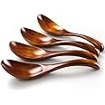 AOOSY Soup Spoons, Wooden Spoons, 4 Pieces Japanese Style LightWeight Table Spoon Kitchen Utensil for Adults