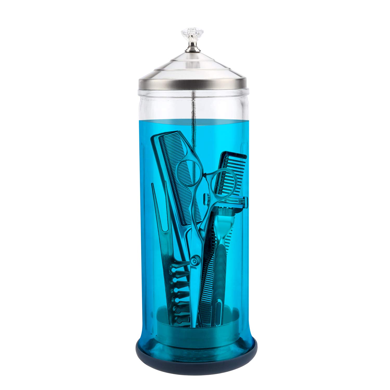 Disinfecting Jar with Removable Basket and Stainless-Steel Parts for Nail Manicure Barber Tool