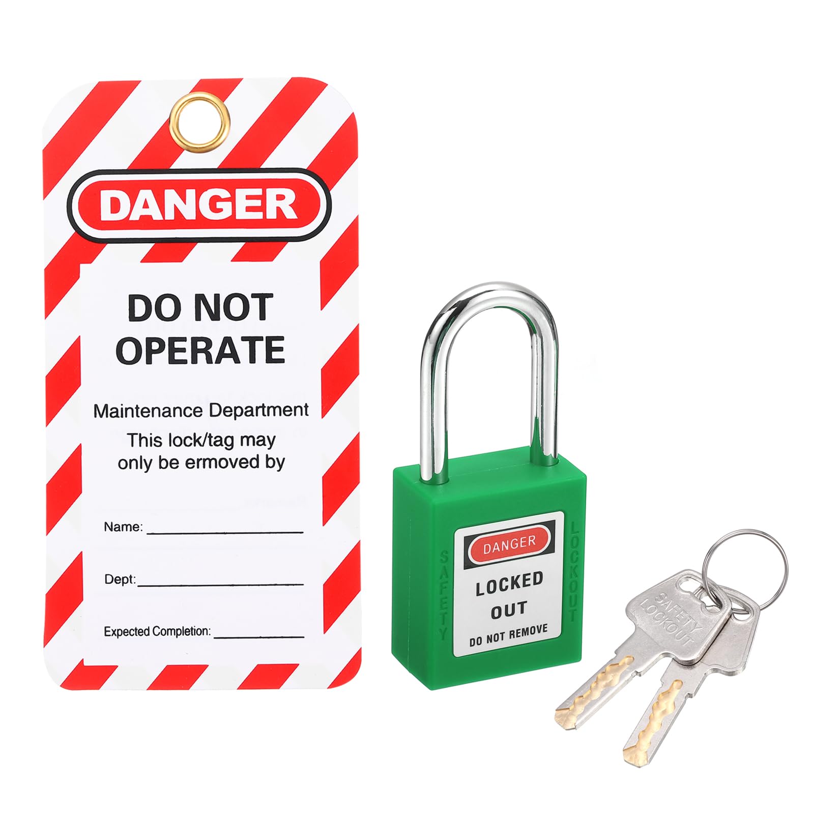 PATIKIL Lockout Tagout Locks with Key, Loto Locks Safety Padlock Lockout Locks Keyed Different with Lockout Tag for Valves Stations and Devices Style 1, Green