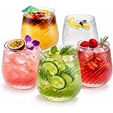 40 count 12 Ounce Cups Origami Ribbed Unbreakable Stemless Plastic Wine Champagne Whiskey Glasses Elegant Durable Disposable Indoor Outdoor Ripple Ideal for Home, Bars, Wedding, Party (Twiselle Clear)