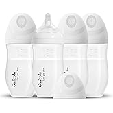 Gulicola PP (NOT Glass) Baby Breastfeeding Bottles, Medium Flow Nipples (M), 3 Months +, Wide Neck, White, 8 oz - 4 Pack