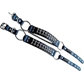 Leather Bootstraps – Pair of Handmade Gothic Spiked Shoe Accessories – Studded Punk Emo Goth Cuffs for Boots – Black Cowhide with Chains