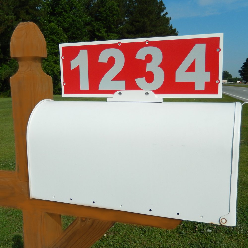 Most Red Horizontal or Vertical Mailbox Address Plaque Reflective 911 Plate