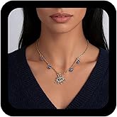 Andelaisi Vintage Evil Eye Necklace Blue Eye Necklace Crystal Evil Eye Necklace Choker Turkish Lucky Necklace Jewelry for Women
