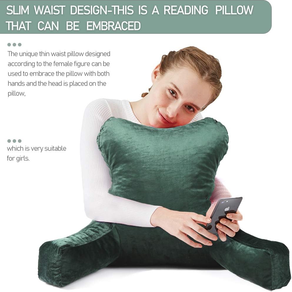 mittaGonG Slim Waist Backrest Reading Pillow with Arms Back Pillows for Sitting in Bed Removable Cover Suited for Ladies: Home & Kitchen