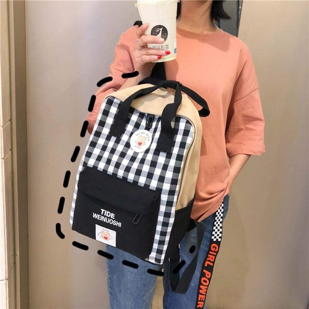 Student backpack Schoolbag female middle school schoolbag female college student shoulder bag Sen backpack Korean version of Harajuku high school student canvas simple campus backpack plaid black