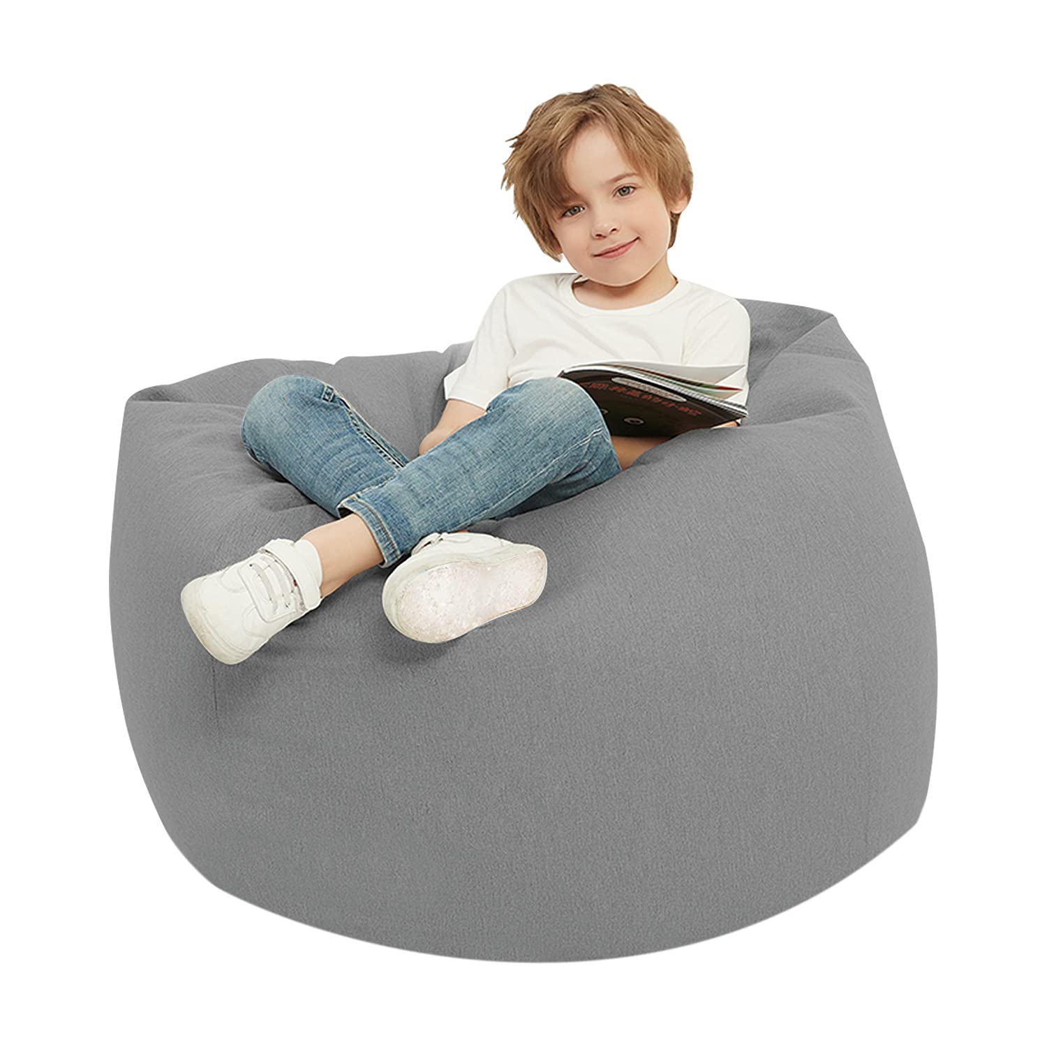 Langla-Shades Bean Bag Chair Cover, Indoor Outdoor Beanbag Seat Sofa without Filling, Gray, 80cm x 90cm