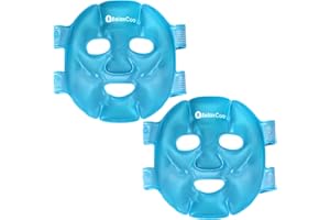 RelaxCoo Cold Face Eye Mask Ice Pack Reduce Face Puff,Dark Circles,Gel Hot Cold Compress,Face SPA for Woman Sleeping, Pressure, Headaches, Skin Care, 2 Pack, Blue