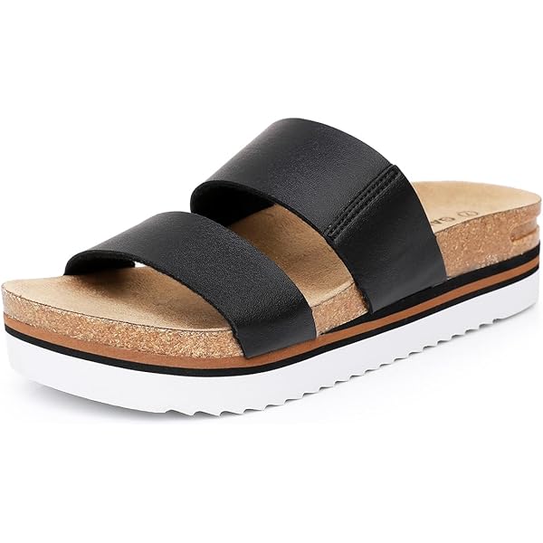 Women's Slip-On Flat Sandals - Comfortable Summer Slides, PU Upper, Cushioned Insole, Non-Slip TPR Sole