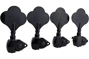 Guyker Open Frame Electric Bass Machine Head (4 Right handed) - 1:20 Ratio Gear Tuners Tuning Key Pegs - black
