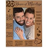 KATE POSH - 20 Years of Marriage, Our 20th Anniversary Engraved Natural Wood Picture Frame, Twenty Years Together, Wedding Anniversary for Husband & Wife (4x6 Vertical)