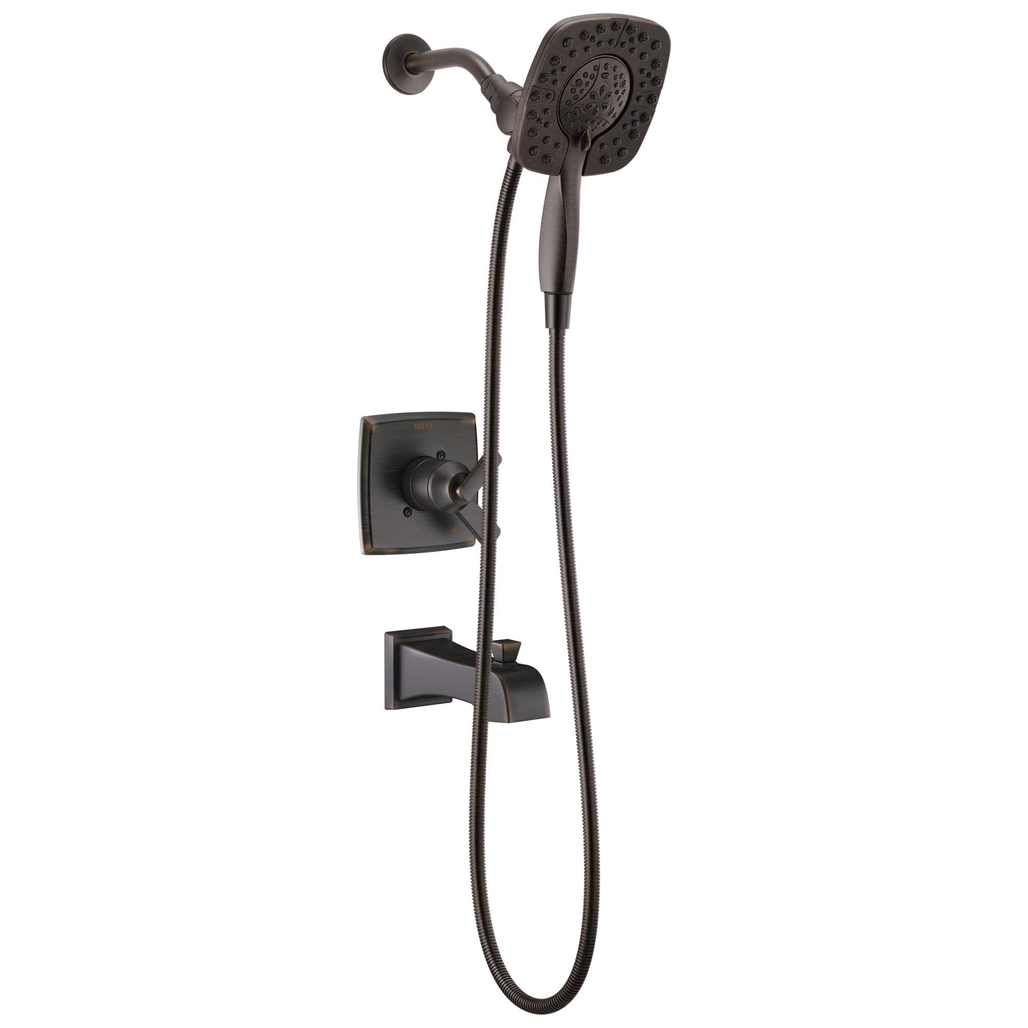 Photo 1 of Delta Faucet Ashlyn 17 Series Dual-Function Tub and Shower Trim Kit with 2-Spray Touch-Clean In2ition 2-in-1 Hand Held Shower Head with Hose, Venetian Bronze T17464-RB-I (Valve Not Included)