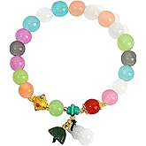 HANGINTHERE Sparkling Aurora Crystal Bracelet for Women, 7-in Elastic Faceted Crystal Beads Iridescent Bracelet, Birthday Gift for Her Girlfriend Wife Mom, Includes Velvet Jewelry Pouch/Box