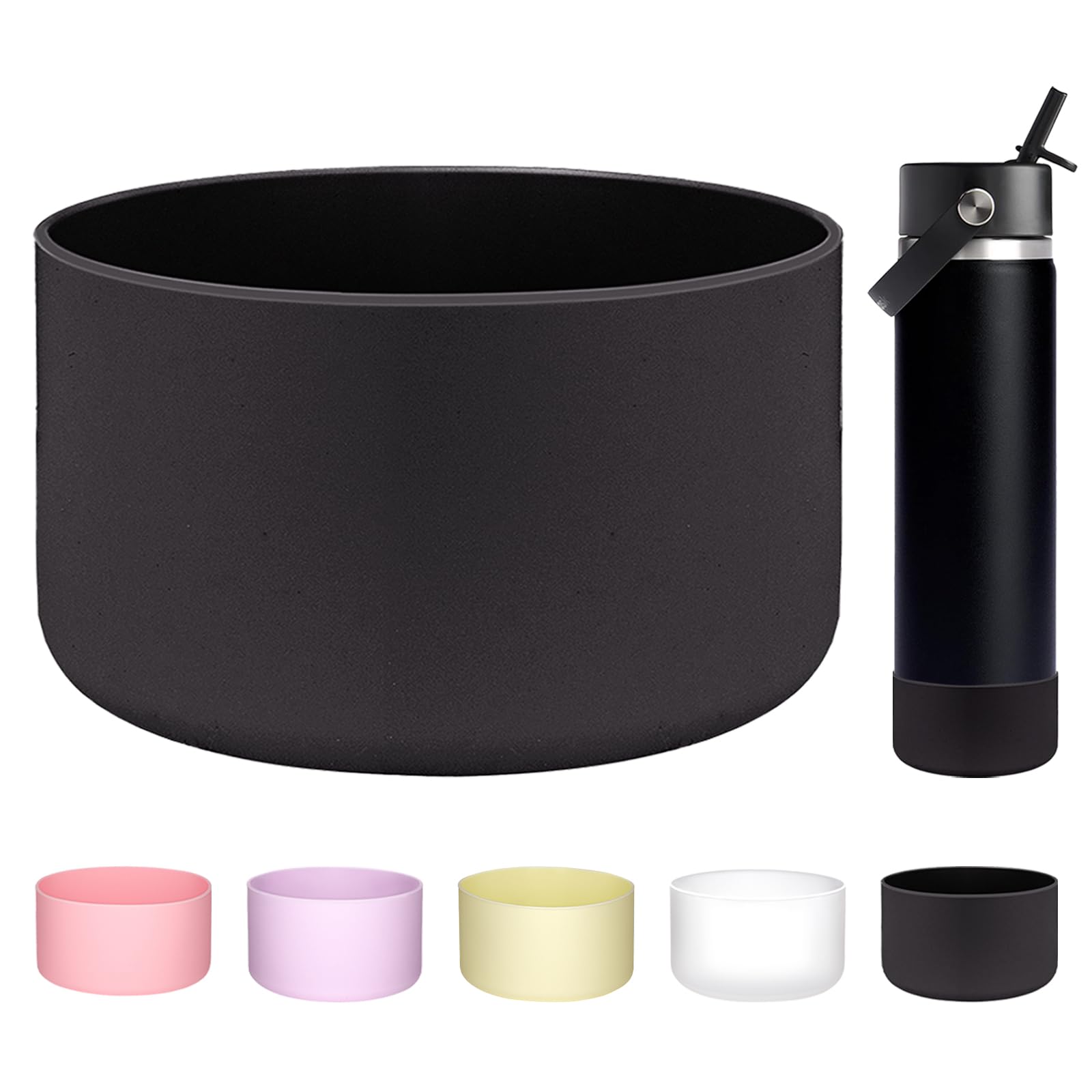 WK IEASON Protective Silicone Base Boot 12oz-24oz for Hydro Flask Wide Mouth/Standard Mouth, Anti-Slip Silicone Cover Bumper Compatible with Stanley Tumbler 40oz 30oz 20oz-2.83inch Bottom Diameter โ image 1