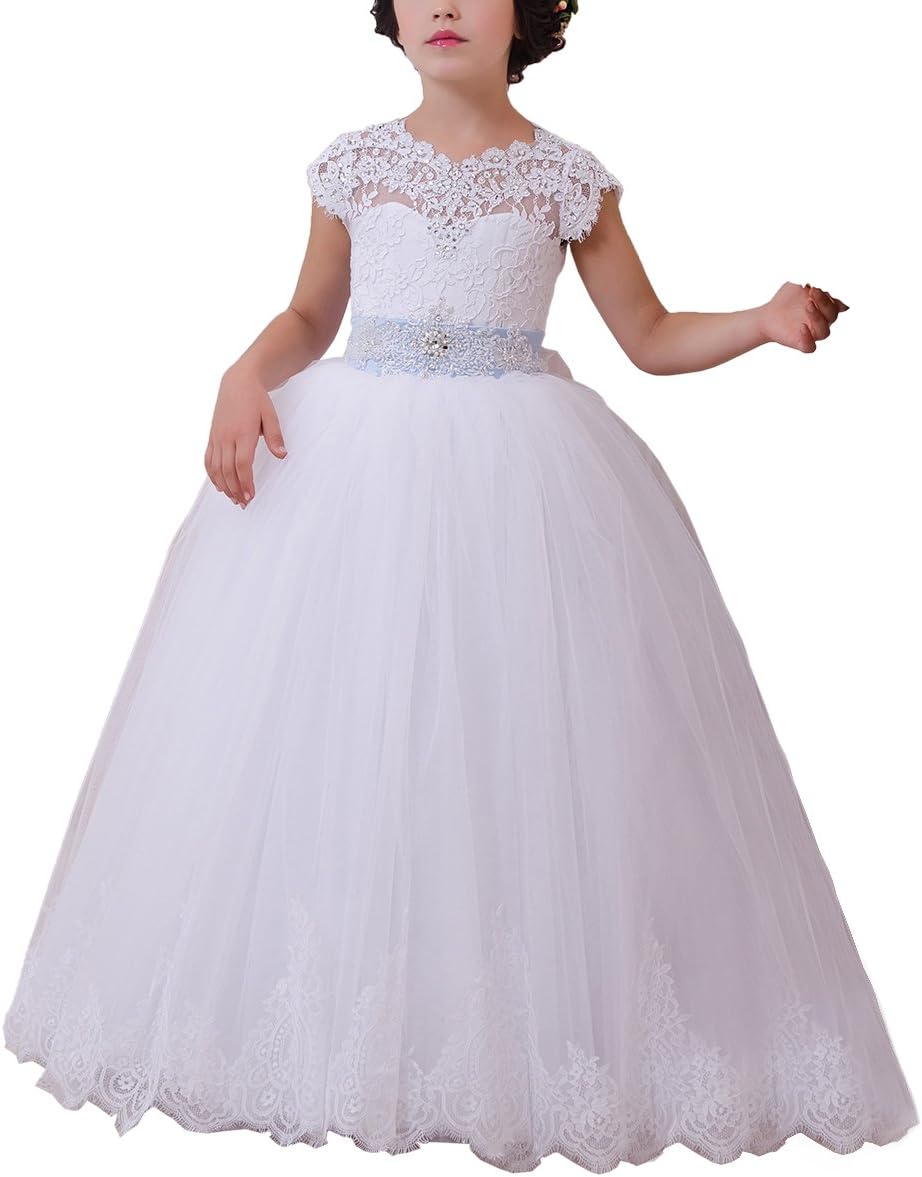 AbaoSisters Lace Flower Girls Dresses Elegant Ball Gown