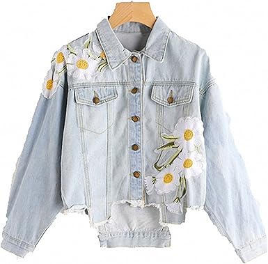 floral denim jacket womens