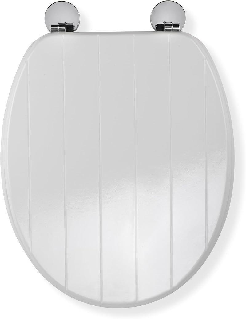 Croydex Hayward Flexi-Fix Wooden Toilet Seat Oval White
