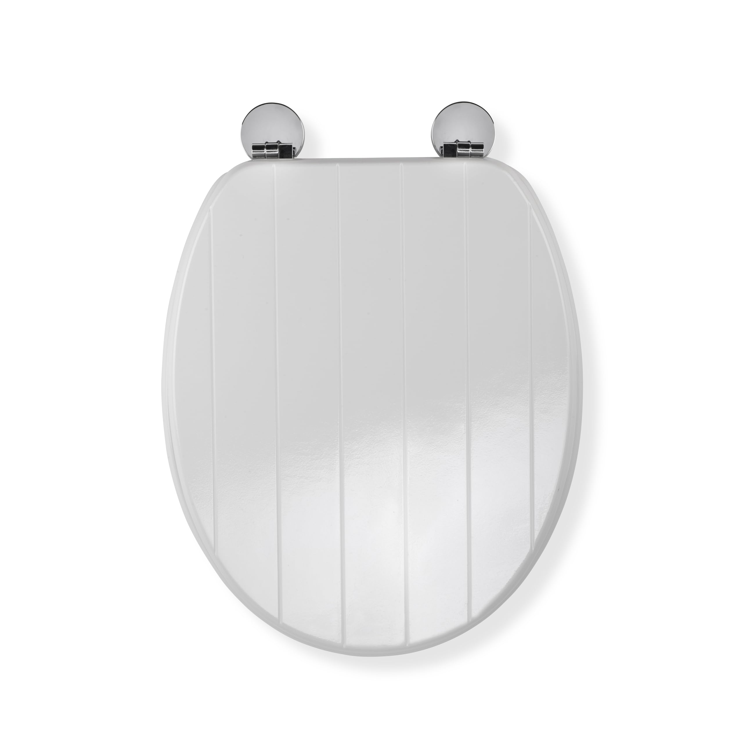 Croydex Hayward Flexi-Fix Wooden Toilet Seat - Tongue & Groove Design, Anti-Bacterial Treated Finish and Adjustable Hinges with Top and Bottom Fixings Included (White O Shape)