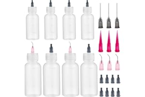 KIGITIK 8 Pack 30ml+50ml Needle Tip Glue Squeeze Bottle, Precision Tip Applicator Bottles, Liquid Dropper Bottles, for Acrylic Painting, DIY, Pigment, Quilling, Craft, Oil