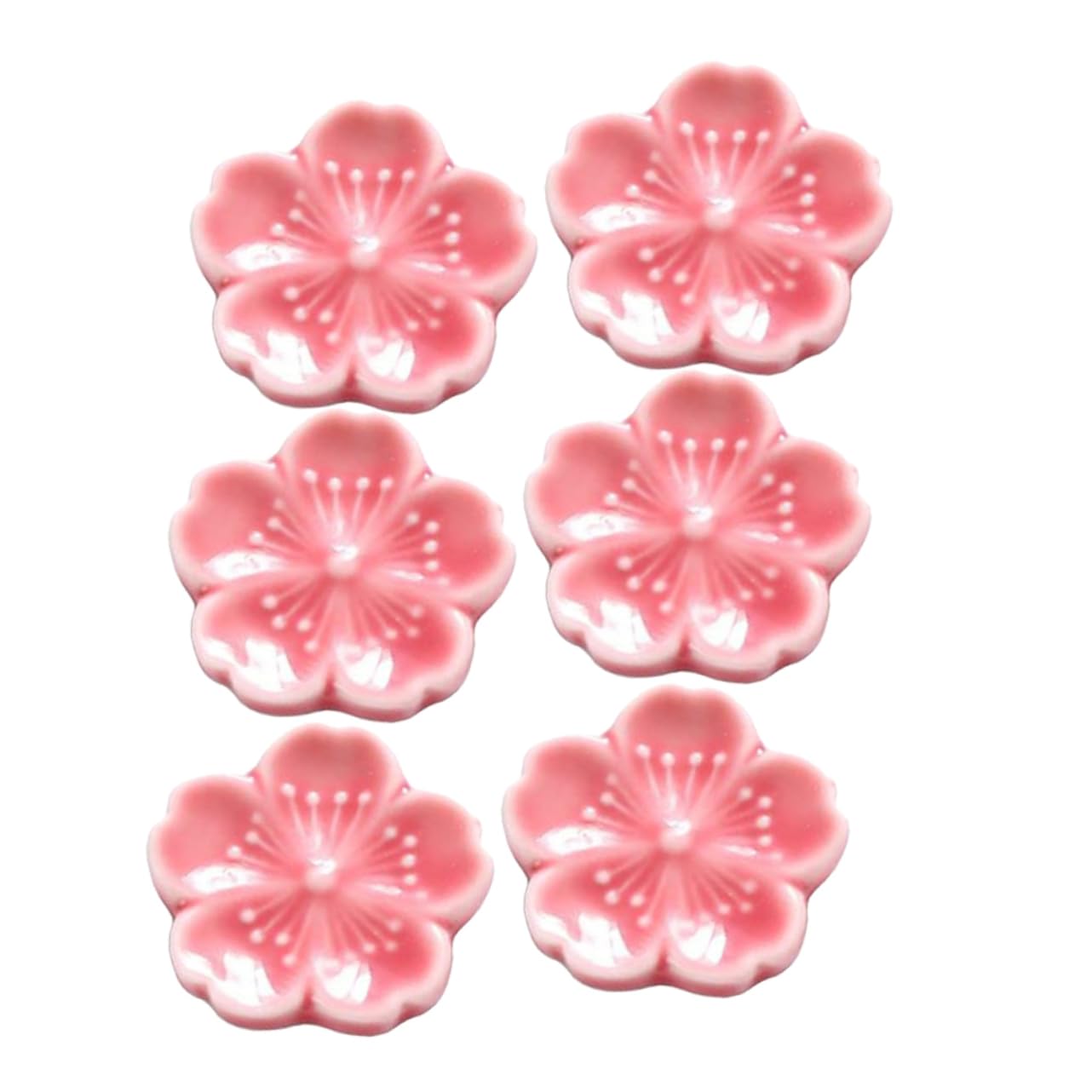 RORPOIR 6Pcs Elegant Cherry Blossom Ceramic Chopstick Rest Decorative Rack for Spoons and Forks Stylish Tableware Holder for Dining and Kitchen Use