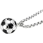QIYURIDE Soccer Necklace for Men, Football Pendant Gifts for Women, Sports Jewelry Charm