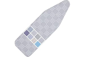 LCLW Ironing Board Cover and Pad Standard Size 15 x 54,3 Pairs of Hook and Loop Fastener Straps,Elastic Edges,2 Layers Ironing Board Cover with Thick Padding (Pattern F)