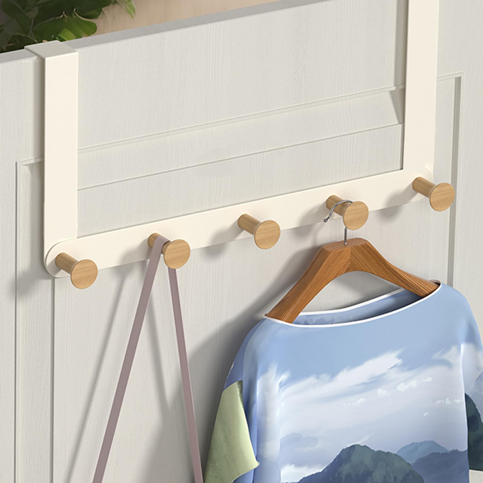 GmeDhc 5 Wooden Hooks Door Hook for Hanging, Towel Holder, Clothes Hook, Bathrooms, Bedrooms, Kitchens