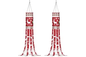 Psesaysky Christmas Deer Windsock with Tails - Waterproof Outdoor Hanging Decorations - 2 Pieces