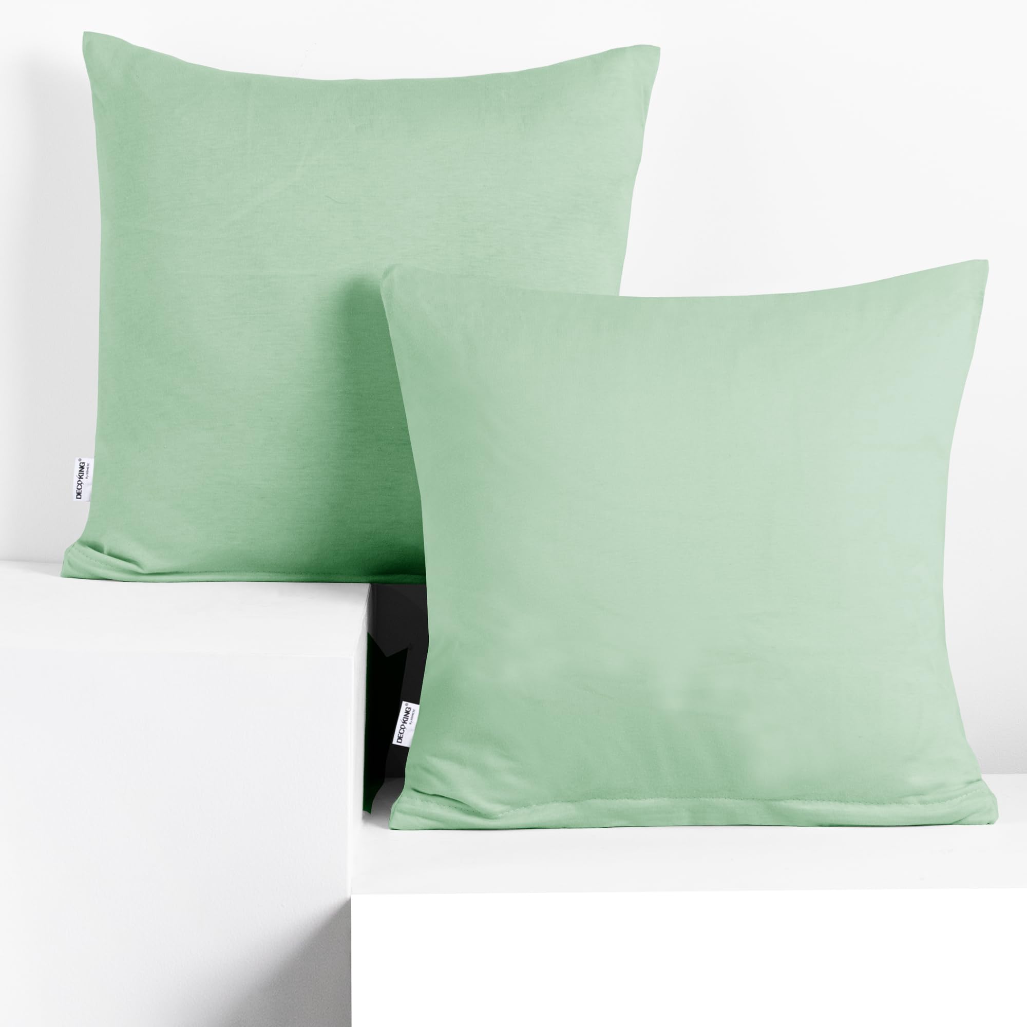 DecoKing 2 Pillowcases 50 x 50 cm Jersey Cotton Zip Mint Amber
