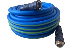 FURESN Garden Hose 5/8 in x 25 ft, Hybrid, No Kink, Heavy Duty, Lightweight, Flexible, Male Female Fittings, Swivel Grip Handle & 3/4" GHT Solid Brass, 200 PSI (25FT, Blue Green)