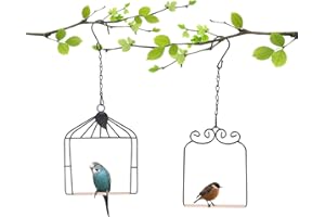 XYADX 2PK Metal Frame Hummingbird Swings and Perches with Wooden Dowel Black Bird Swing Outdoor Bird Perch Humming Bird Swing