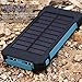 Solar Charger Battery Matone Portable 10000mAh Solar Battery Charger Shockproof With Light Dual USB output Solar Powered Phone Charger for iPhone, iPod, iPad, Samsung, HTC, GPS & Gopro Camera (Blue)