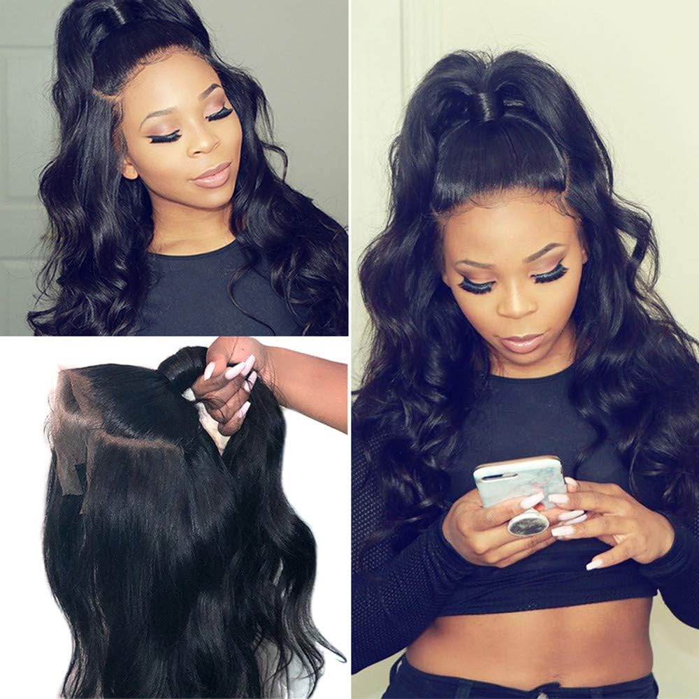 Body Wave Lace Front Wig for Black Women 9A Unprocessed Virgin Brazilian 20 inch Body Wave Wigs Pre Plucked Lace Front Wig Human Hair with Baby Hair (20, Natural Color)
