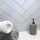 Floors To Walls Shower Panels Large 10mm Thick 1m Wide Chevron White Gloss view 2