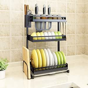 BCXGS Escurridor De Platos De 3 Niveles, Soportes para Platos