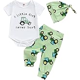 Newborn Baby Boy Tractor Clothes Cotton Funny Letter Bodysuit+Truck Leggings Hat Farm Baby Shower Coming Home Outfit
