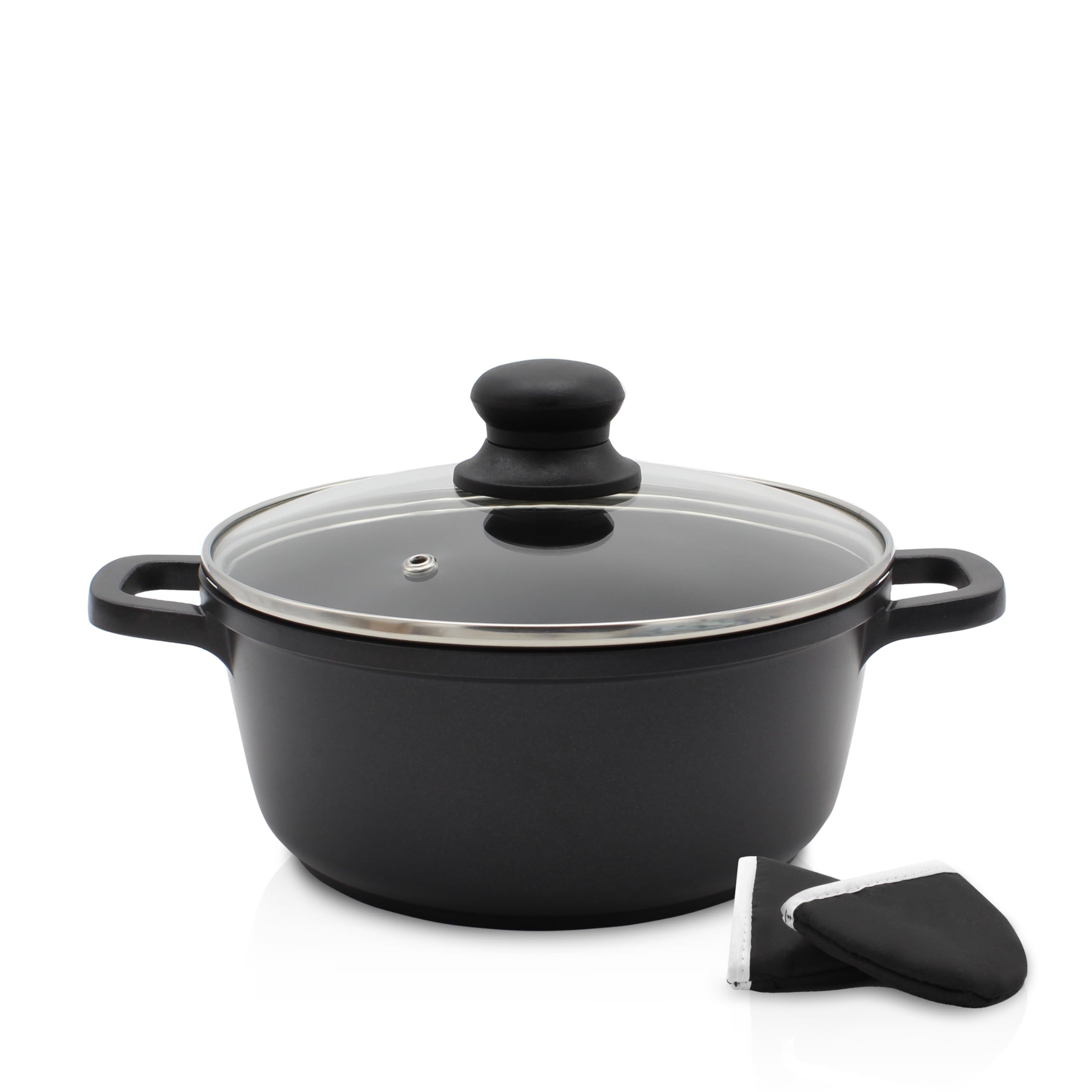 Karl Kruger Leipzig Aluguss Series Pot with Glass Lid and Thermogrips, 1.3 l