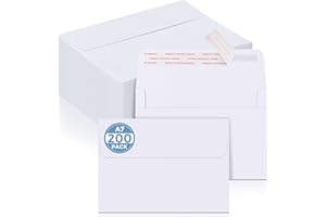 Metronic 200PACK A7 White Self-Seal Envelopes, 5" x 7" for Printable Blank Invitations Envelopes for Christmas, Mother's Day, Baby Showers, Birthday, Weddings, Gift Cards, 5.25X7.25Inch