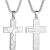 HattiDoris Soccer Cross Necklace for Men Inspirational Bible Verse Cross Pendant Stainless Steel Chain 22+2 inch Soccer Sports Jewelry Football Gift for Men
