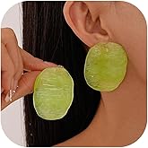 Trendy Resin Acrylic Statement Earrings for Women Chunky Geometric Round Drop Stud Styles Fashionable Modern Lightweight Dangle Earring Set